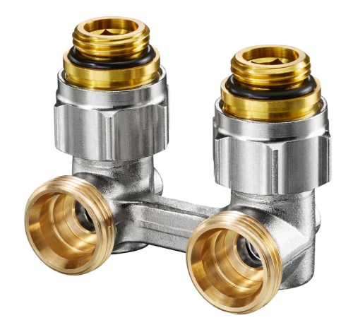 1015884 Oventrop "Multiflex F" запорно-присоединительный узел 1/2" НР x 3/4" НР, угловой