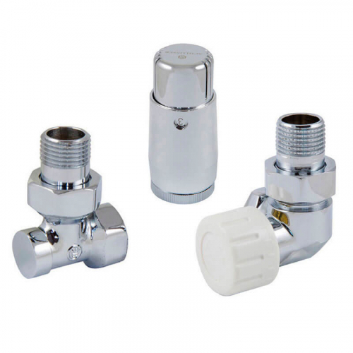Комплект Schlosser DN15 GZ1/2 x GW1/2 трехосевой правый с термостатом Мини M30x1,5 цвет Хром (602200068)