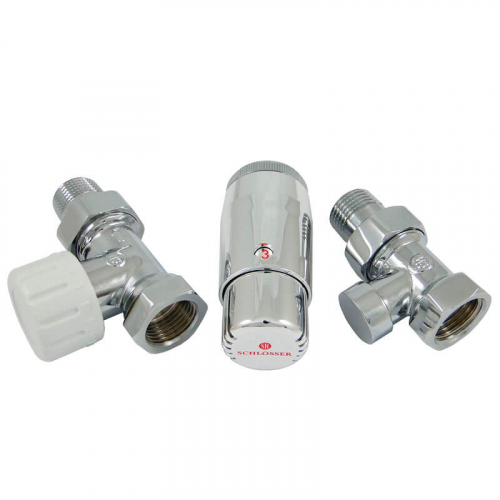 Комплект Schlosser DN15 GZ1/2 x GW1/2 прямой с термостатом Мини M30x1,5 цвет Хром (602200061)