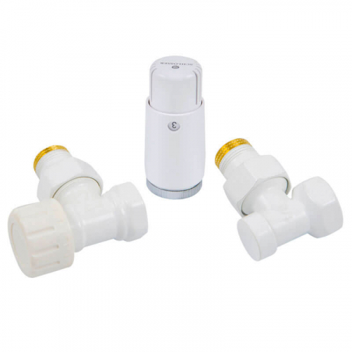 Комплект Schlosser DN15 GZ1/2 x GW1/2 угловой с термостатом Мини M30x1,5 цвет Белый (602200056)