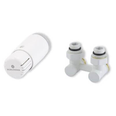 Комплект Schlosser узел нижнего подключения G 3/4 x 3/4 D=50 мм угловой с термостатом Мини M30x1,5 цвет Белый (600800056)