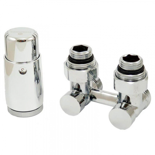 Комплект Schlosser узел нижнего подключения G 3/4 x 3/4 D=50 мм угловой с термостатом Мини M30x1,5 цвет Хром (600800058)