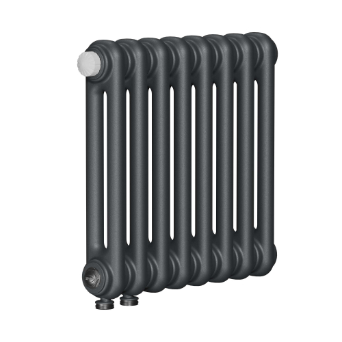 Радиатор 2-х трубчатый RIFAR TUBOG VENTIL 2047-46 сек. подключение нижнее одностороннее с термоклапаном (DV1), цвет:  серый TI - Титан (матовый)