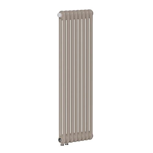 Вертикальный радиатор 2-х трубчатый RIFAR TUBOG VENTIL 2200-46 сек. подключение нижнее одностороннее с термоклапаном (DV1), цвет: светлая слоновая кость IV — Айвори