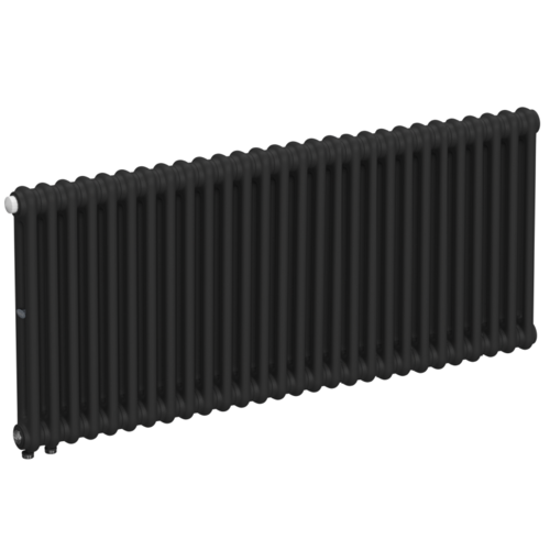 Радиатор 2-х трубчатый RIFAR TUBOG VENTIL 2057-28 сек. подключение нижнее одностороннее с термоклапаном (DV1), цвет:  черный AN - Антрацит (матовый)