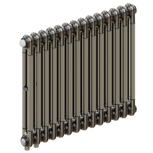 Радиатор 2-х трубчатый RIFAR TUBOG VENTIL 2057-14 сек. подключение нижнее одностороннее с термоклапаном (DV1), цвет:  технолак TL