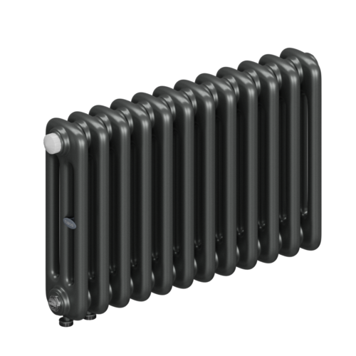 Радиатор 3-х трубчатый RIFAR TUBOG VENTIL 3037-12 сек. подключение нижнее одностороннее с термоклапаном (DV1), цвет:  серый TI - Титан (матовый)