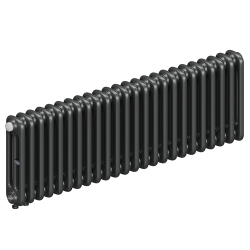 Радиатор 3-х трубчатый RIFAR TUBOG VENTIL 3037-24 сек. подключение нижнее одностороннее с термоклапаном (DV1), цвет:  серый TI - Титан (матовый)