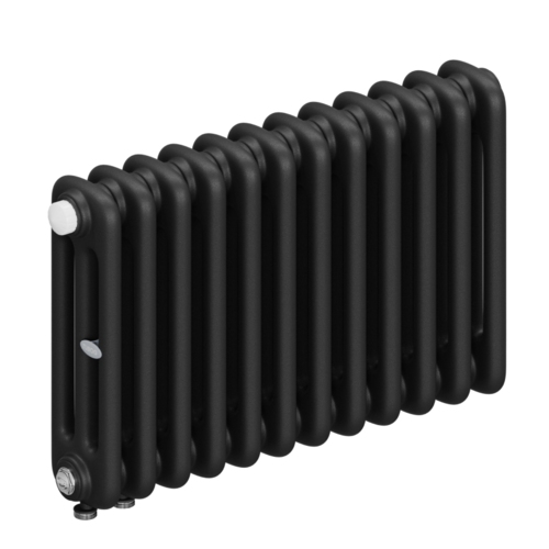 Радиатор 3-х трубчатый RIFAR TUBOG VENTIL 3037-12 сек. подключение нижнее одностороннее с термоклапаном (DV1), цвет:  черный AN - Антрацит (матовый)