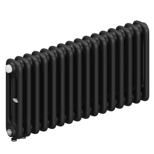 Радиатор 3-х трубчатый RIFAR TUBOG VENTIL 3037-16 сек. подключение нижнее одностороннее с термоклапаном (DV1), цвет:  черный AN - Антрацит (матовый)