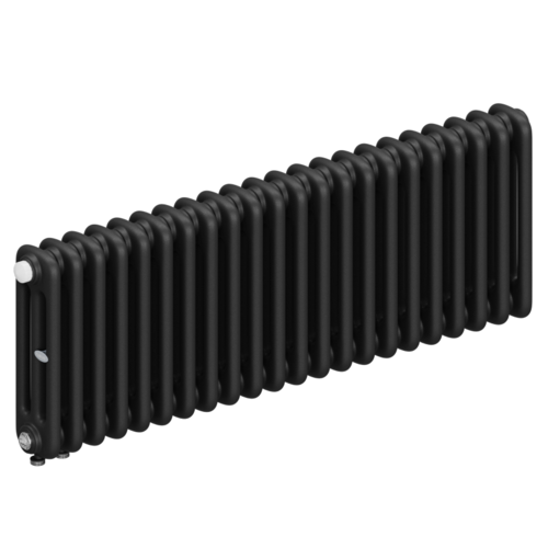 Радиатор 3-х трубчатый RIFAR TUBOG VENTIL 3037-22 сек. подключение нижнее одностороннее с термоклапаном (DV1), цвет:  черный AN - Антрацит (матовый)
