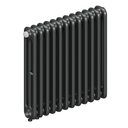 Радиатор 3-х трубчатый RIFAR TUBOG VENTIL 3057-12 сек. подключение нижнее одностороннее с термоклапаном (DV1), цвет:  серый TI - Титан (матовый)