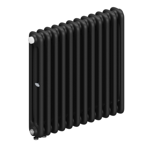 Радиатор 3-х трубчатый RIFAR TUBOG VENTIL 3057-12 сек. подключение нижнее одностороннее с термоклапаном (DV1), цвет:  черный AN - Антрацит (матовый)