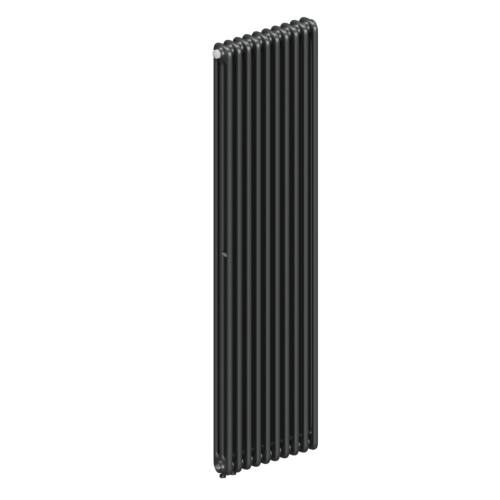 Вертикальный радиатор 3-х трубчатый RIFAR TUBOG VENTIL 3180-10 сек. подключение нижнее одностороннее с термоклапаном (DV1), цвет:  серый TI - Титан (матовый)