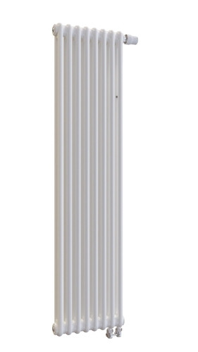 Вертикальный радиатор 2-х трубчатый RIFAR TUBOG VENTIL 2150-8 сек. подключение нижнее одностороннее с термоклапаном (DV1), цвет:  белый (глянцевый)
